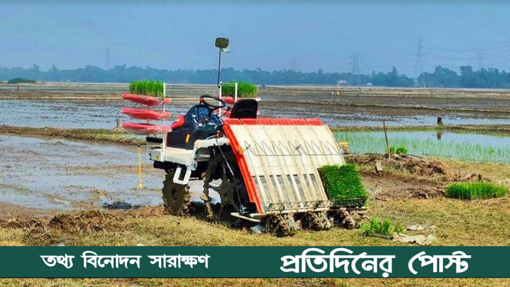 নবীগঞ্জে_প্রথমবারে_মতো_মেশিনের_সাহায্যে_কৃষি_জমিতে_চারা_রোপন